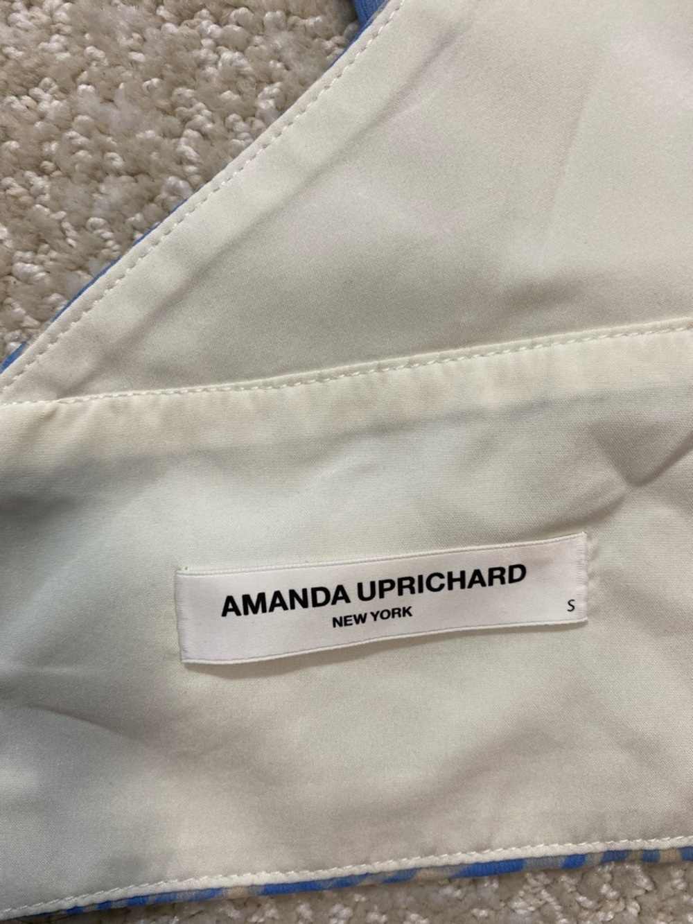 Amanda Uprichard Light Blue Floral Sheer Tie-Waist Crop Top Size S - Picture 9 of 16